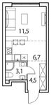 Планировка 1-комнатной квартиры, 25 м2