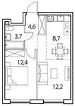 Планировка 2-комнатной квартиры, 41 м2