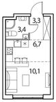 Планировка 1-комнатной квартиры, 23 м2