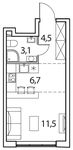 Планировка 1-комнатной квартиры, 25 м2