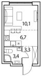 Планировка 1-комнатной квартиры, 23 м2