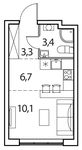 Планировка 1-комнатной квартиры, 23 м2