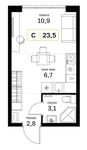 Планировка квартиры студии, 23,5 м2