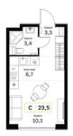 Планировка квартиры студии, 23,5 м2
