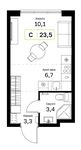 Планировка квартиры студии, 23,5 м2