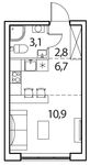 Планировка квартиры студии, 23,7 м2