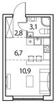 Планировка квартиры студии, 23,6 м2