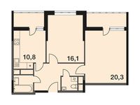 Планировка 2-комнатной квартиры, 66,5 м2