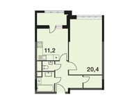Планировка 1-комнатной квартиры, 47,7 м2