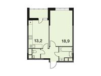 Планировка 1-комнатной квартиры, 44,4 м2