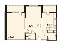Планировка 2-комнатной квартиры, 69,2 м2