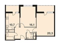 Планировка 2-комнатной квартиры, 66,4 м2