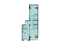 Планировка 3-комнатной квартиры, 84,1 м2
