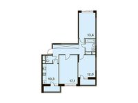 Планировка 3-комнатной квартиры, 74,1 м2