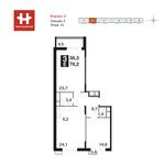 Планировка 3-комнатной квартиры, 78,1 м2