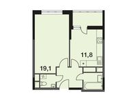 Планировка 1-комнатной квартиры, 43,4 м2