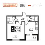 Планировка 1-комнатной квартиры, 37,5 м2