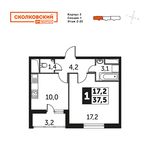 Планировка 1-комнатной квартиры, 37,5 м2