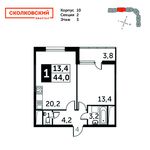 Планировка 1-комнатной квартиры, 43,1 м2