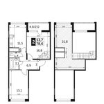 Планировка 2-комнатной квартиры, 78,6 м2