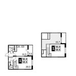 Планировка 1-комнатной квартиры, 59,4 м2