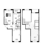 Планировка 2-комнатной квартиры, 77,8 м2