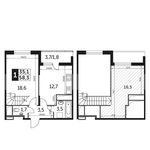 Планировка 1-комнатной квартиры, 58,3 м2