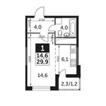 Планировка квартиры студии, 29,9 м2