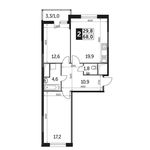 Планировка 2-комнатной квартиры, 68,8 м2