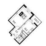 Планировка 1-комнатной квартиры, 41,6 м2