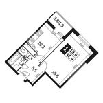 Планировка 1-комнатной квартиры, 41,4 м2