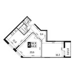 Планировка 2-комнатной квартиры, 64,1 м2