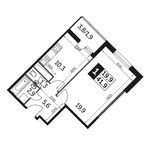 Планировка 1-комнатной квартиры, 41,9 м2