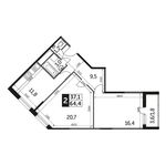 Планировка 2-комнатной квартиры, 64,4 м2