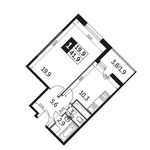 Планировка 1-комнатной квартиры, 42,1 м2