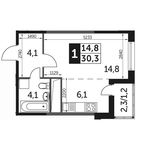 Планировка квартиры студии, 31 м2