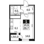 Планировка квартиры студии, 30,4 м2
