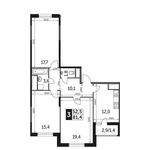 Планировка 3-комнатной квартиры, 82,5 м2