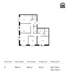 Планировка 4-комнатной квартиры, 94,6 м2