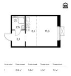 Планировка квартиры студии, 23,4 м2