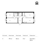 Планировка 3-комнатной квартиры, 79,7 м2