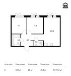 Планировка 2-комнатной квартиры, 59,1 м2