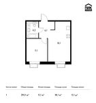 Планировка 1-комнатной квартиры, 39,3 м2