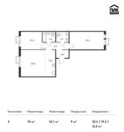Планировка 3-комнатной квартиры, 76 м2