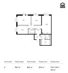Планировка 3-комнатной квартиры, 94,7 м2