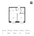 Планировка 2-комнатной квартиры, 39,5 м2