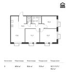 Планировка 3-комнатной квартиры, 69,4 м2
