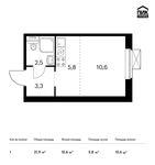Планировка квартиры студии, 21,9 м2