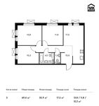Планировка 3-комнатной квартиры, 69,4 м2