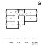 Планировка 4-комнатной квартиры, 110,6 м2